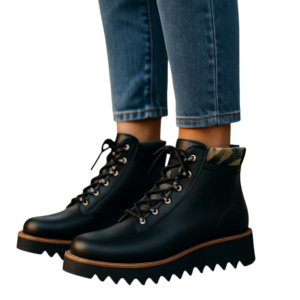 NWOT Jambu 7.5 Black Women's Combat Ankle Boots Laces Shoe 7 1/2 New No Tags